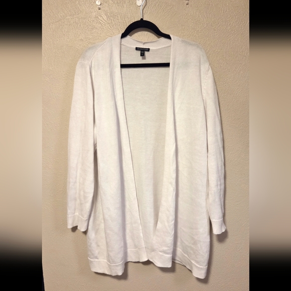 Eileen Fisher Linen Cotton Knit Cardigan Sweater White Women's 2X Long Sleeves - Picture 2 of 11